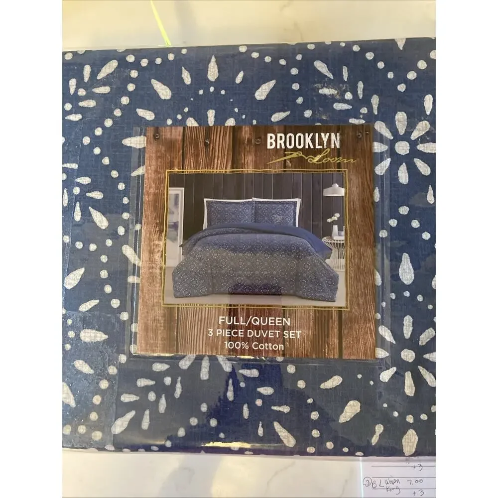 Brooklyn Loom Katrine 3-piece Duvet Cover Set - Blue - NWOT